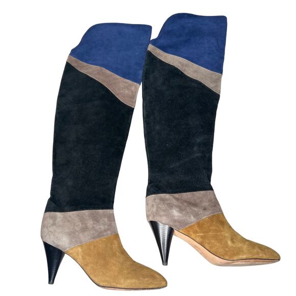 Loeffler Randall Color Block Over The Knee Suede Boots Size 8.5 - Picture 2 of 10